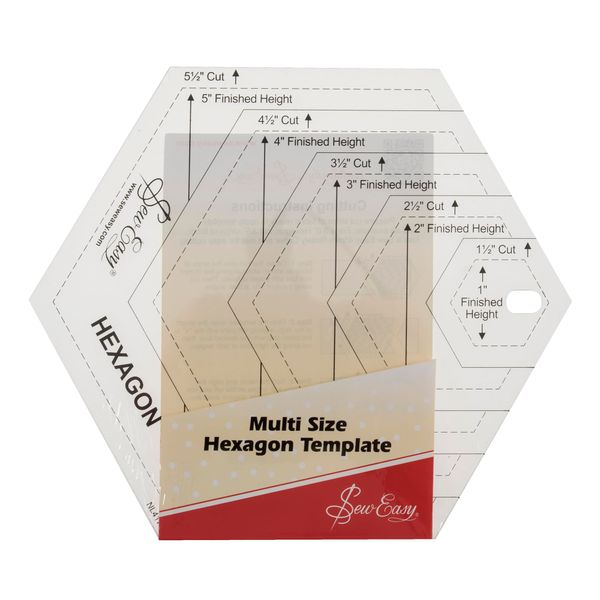 Sew Easy Hexagon Quilting Template – 1 – 5.5” Quilting & Patchwork Rule for Applique Sewing, Transparent Acrylic Non-Slip