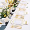 350 Pieces White and Gold Plastic Plates - 50 Guest Dinnerware Set Include 10...