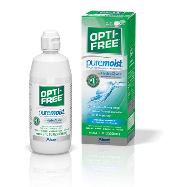 Opti-Free Puremoist Multi-Purpose Disinfecting Solution with Lens Case, 10-Ounces, 10 FL Oz (Pack of 1)