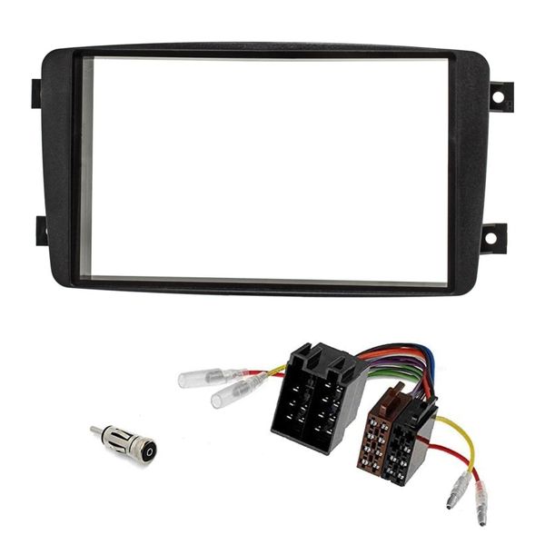 Sound-way Double DIN Car Radio Frame Installation Kit, 2 DIN Front Panel Frame, ISO Connector Cable, Antenna Adapter, compatible with Mercedes C-Class, CLK, Viano, Vito