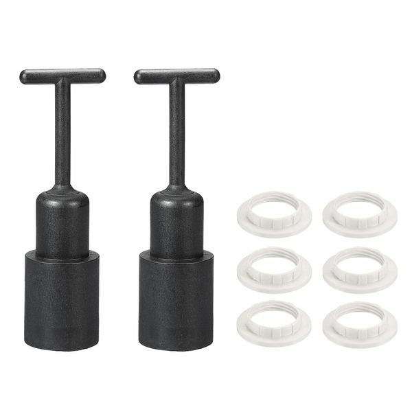 sourcing map E14 Socket Ring Removal Tool T Type with Lamp Shade Socket Rings for Medium Base, Light Replacing Accessories, White Pack of 8