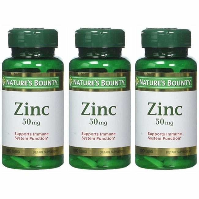 Nature's Bounty Zinc Zinc 50mg 100caps Set of 3