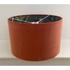 Burnt Orange Velvet Botanical Charcoal Grey Monkey Drum Lampshade