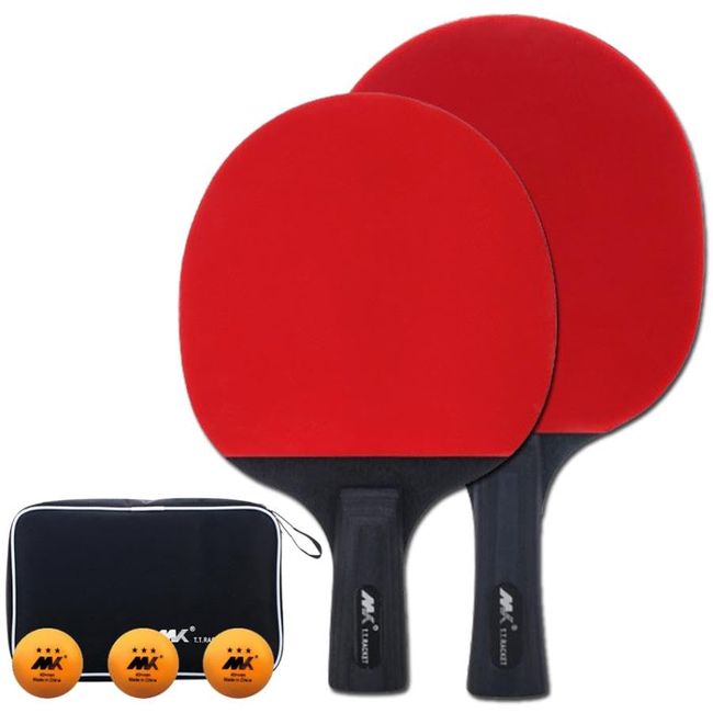 Table Tennis Racket, Beginner, Intermediate, Shake, Carbon Case, Pen, Double-Sided, Cut, Man, Tape Set, For Kids, Rubberized, Practice, Family, Sports (1 Short, 1 Long)