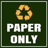 Square Plus Paper Only Wall or Door Sign | Eco-Friendly Recycling - Medium