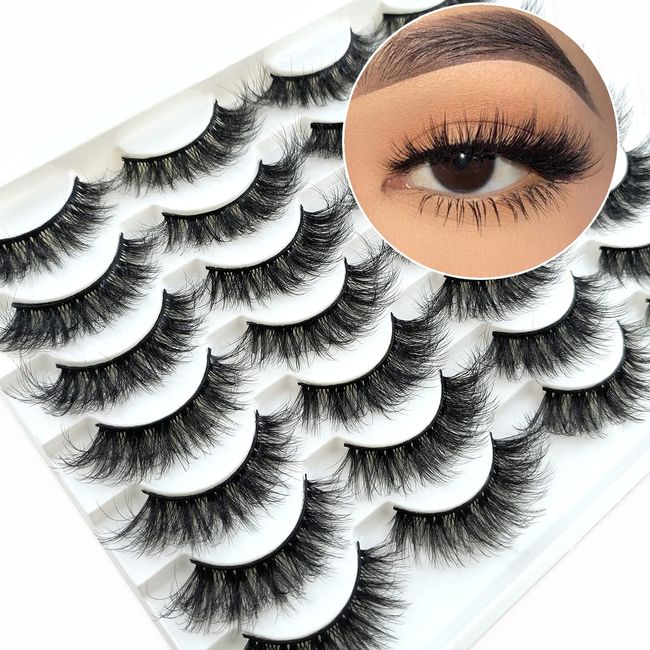 14 Paare 3D Falsche Wimpern Katzenauge, Flauschiges Volumen Dramatische, Cat-Eye, Künstliche, Natürlich Look, Wiederverwendbar Handgemacht Faux Mink Make-up-Wimpern(01-XK05)