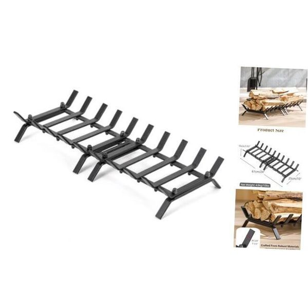 Heavy Duty Fireplace Grate Rack, 24 inch Solid Steel Fireplace 24 Inch-Upgraded