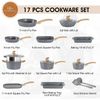 17 Pieces Cookware Set Nonstick Granite Coated Pots and Pans Set Bakeware Set