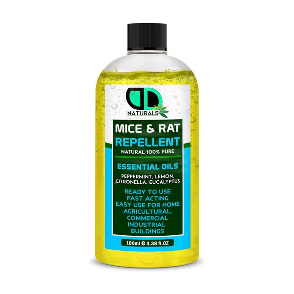 MICE & Rat Insect Repellent with Peppermint, Lemon, Eucalyptus & Citronella Essential Oil - Body Oil Deet Free (100ml Cap)