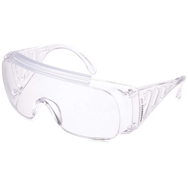 Yamamoto Optical YAMAMOTO NO.337 Overglass Type Protective Glasses with Top Cushion Bar Included, Can be Used with Glasses, Wide Temple, Clear, PET-AF (Double-Sided Hard Coated, Anti-Fog), Made in