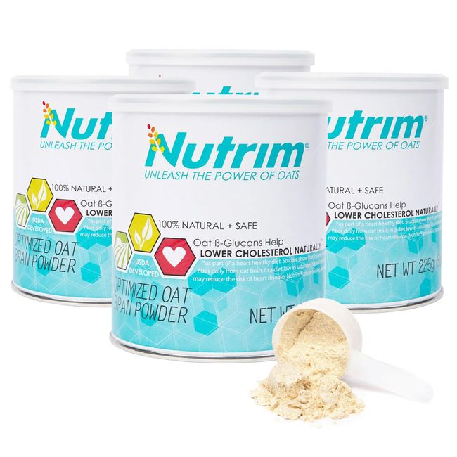 Nutrim Oat Bran Powder with 750mg Beta Glucan per Serving - Easy-Mix Soluble Fiber for Cholesterol Management & Immune Support - Heart Healthy, Non-GMO & Vegan Oatmeal Powder