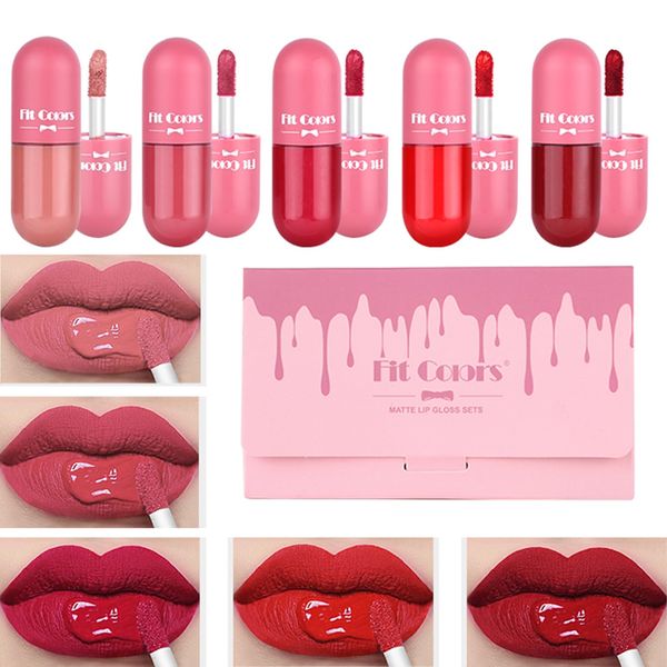 5 PCS Lippenstift Set, Lippenstift einstellen Lip Kit Matt Samtlippenglasur, Matte Lippenstift Wasserdicht, langanhaltende, Lipstick Set Matte Lip Make up Geschenke für Mädchen und Frauen