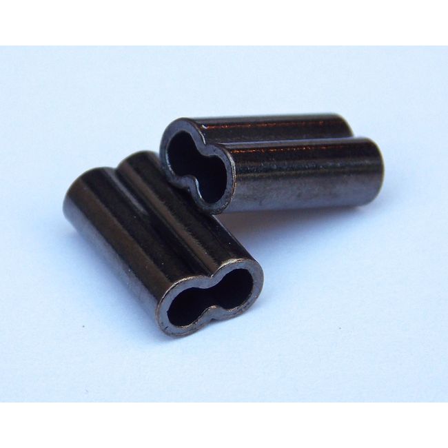 Copper Double Barrel Crimp Sleeves 1.0mm x 14mm Long 100 Pieces