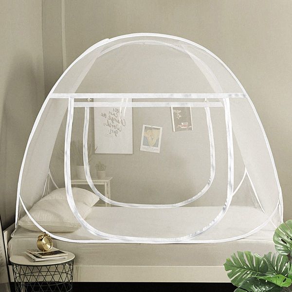 AMMER Pop Up Mosquito Net Tent for Beds, Portable Foldable Mosquito Netting Folding Design with Net Bottom,2 Entries,Suit for Twin to King Size Bed (79x71x59inch)