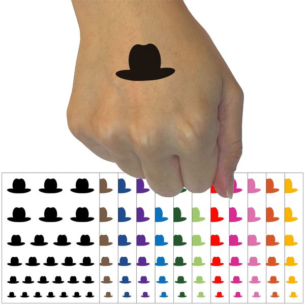 Cowboy Hat Solid Temporary Tattoo Water Resistant Fake Body Art Set Collection - Light Pink (One Sheet)