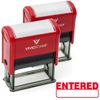 Basic Entered Self Inking Rubber Stamp (Red Ink) - Medium 2 Pack
