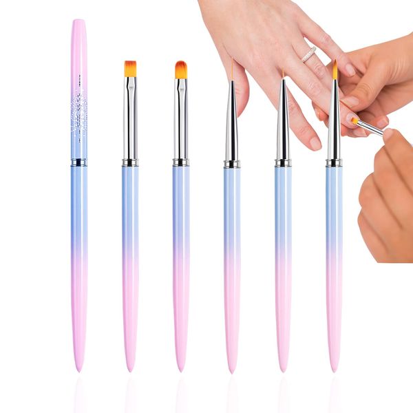 5 PCS Nail Polish Clean up Brush, Nail Pen Painting Tools Builder Gel Nail Remover Brush for Nail Art Design Manicure Mistake Cleaning