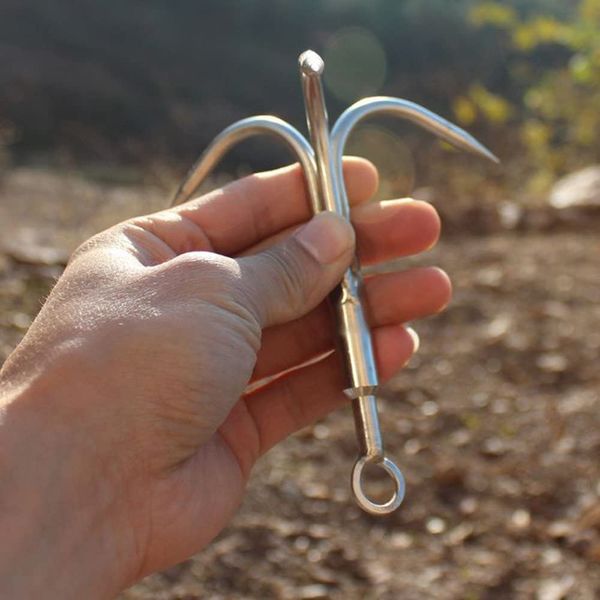 Grappling Hook Gravity Rock Climbing Boat Anchor Multifunctional Climbing Hook 3 Prong Climbing Survival Tool Outdoor Sports Climbing Hooks Stainless Steel Remove Aquatic Plants (Medium)