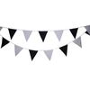 Black and White Single Sided 3m Bunting