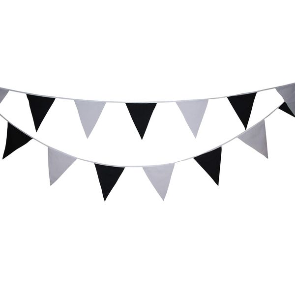 Black and White Single Sided 3m Bunting