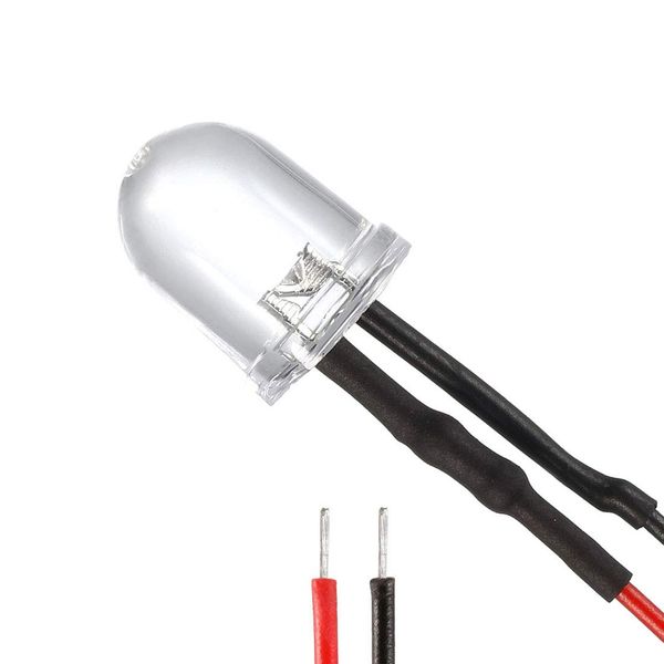 sourcing map 10Pcs 10mm Pre Wired LED, Orange DC12V Clear Lens, Light Emitting Diodes