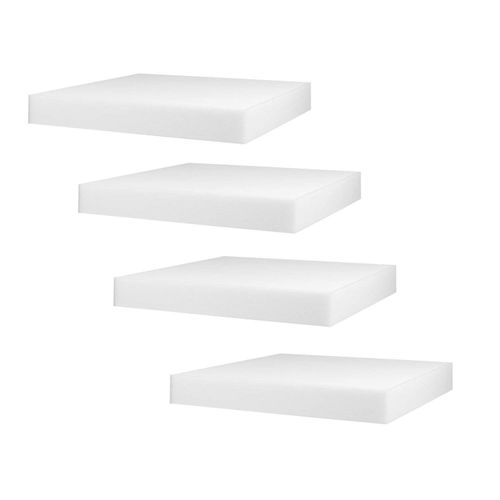 Mybecca 4-Pack White Polyurethane Foam Cushion Inserts; Square 16x16 Foam Tiles for Upholstery Projects, Pillows, & DIY Home Decor for Seat Replacement, Foam Padding, Cushions
