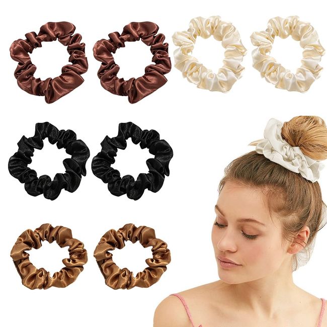 8 Stück Haargummis Seide Scrunchies Satin für Damen, Haargummi Weich Elastisch Silk Skrunschis Groß für Damen Frauen Mädchen 4 Farben,Haargummis Seide Haargummi Weich Elastisch Silk Skrunschis Groß