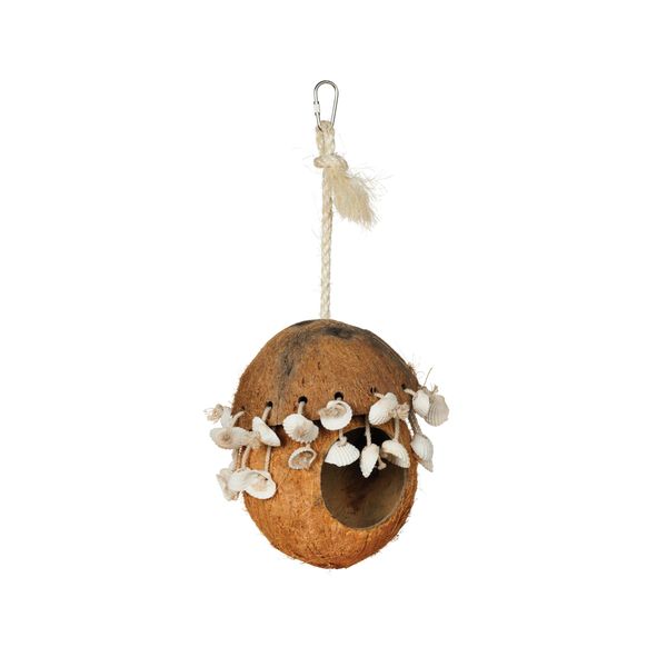 Prevue Hendryx 62802 Naturals Coco Hideaway with Shells Bird Toy, 8" x 4.5"