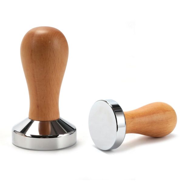 IIF Coffee Tamper Espresso Press Flat Base Coffee Tamper, Wood Handle Barista Tamper for Coffee Grounds Barista Espresso Machines Accessory (51mm)