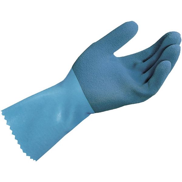 MAPA Professional JERSETTE 301 – Latex Chemical Resistant Gloves, Liquid Proof, Cleaning and Construction Gloves, Blue, Size 6 Protective Gloves (1 Pair), 6 (XS)