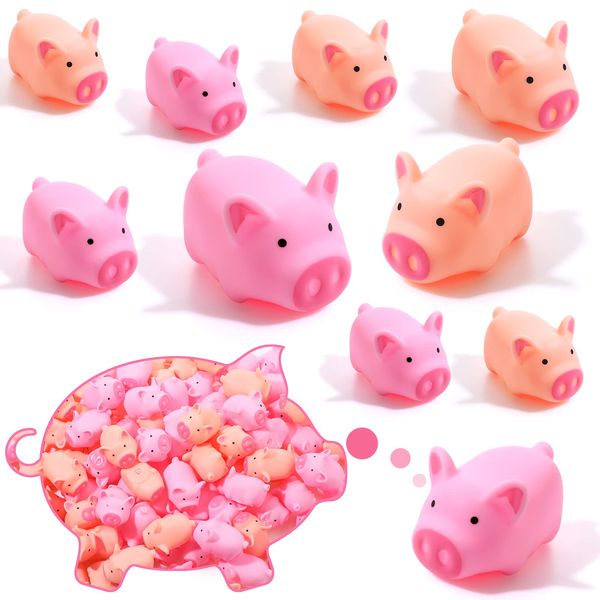 100 Pieces Mini Rubber Bath Pig Float Pigs Mini Rubber Pigs Bulk Rubber Piggy Bath Toys for Pig Themed Baby Shower Birthday Party Favors, Nude Color, Pink (Nude Color, Pink, Pig)