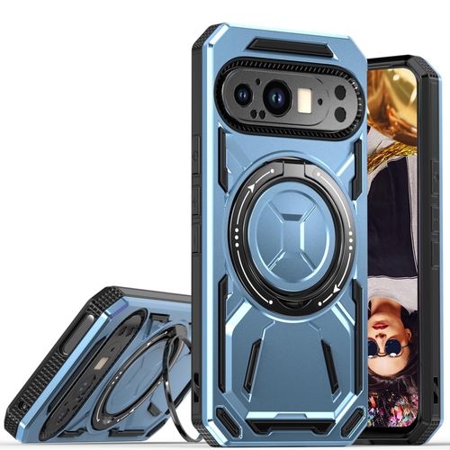 Ysnzaq Magnetic Case for Google Pixel 9 /Pixel 9 Pro, [Support Wireless Charging] Military Grade Heavy Duty Shockproof Cover with Kickstand for Google Pixel 9 /Pixel 9 Pro HJJ Blue