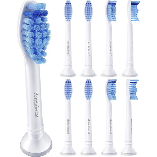 8 Pack demirdental Brusheads for Philips Sonicare Toothbrush Heads Pro Results, Medium Brush Head, HX6018
