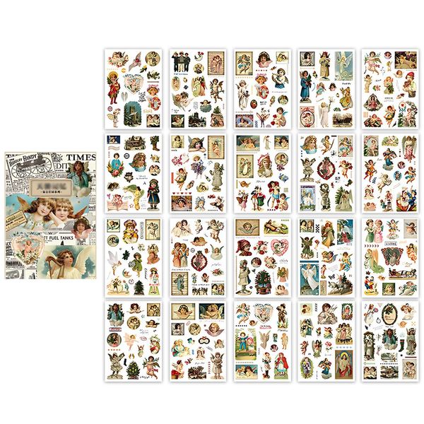 Vintage Aufkleber,Scrapbooking Sticker Set, Scrapbooking Aufkleber, Dekorative Journal Fotoalbum Aufkleber Stickers Zubehör Selbstklebend für DIY Scrapbook Kalender Notizbuch Fotobuch Tagebuch