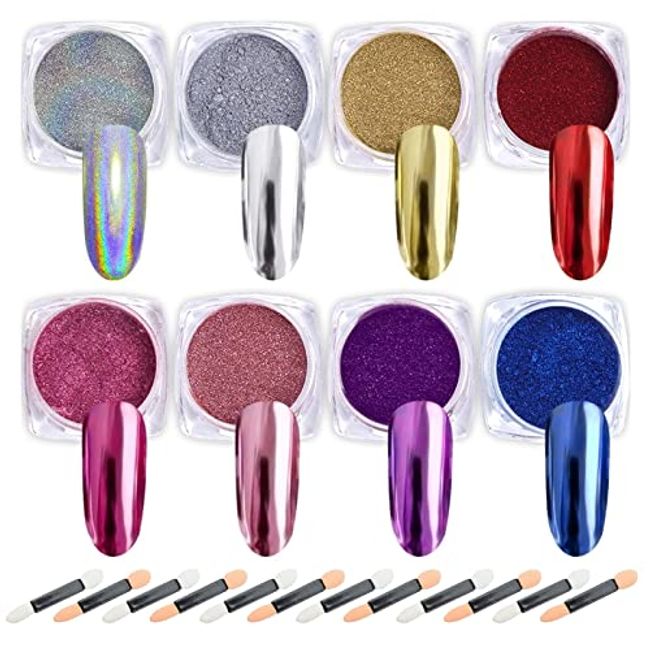 Nail Powder 6 Colors Mirror Laser Nail Powder For Resin Set, Metal