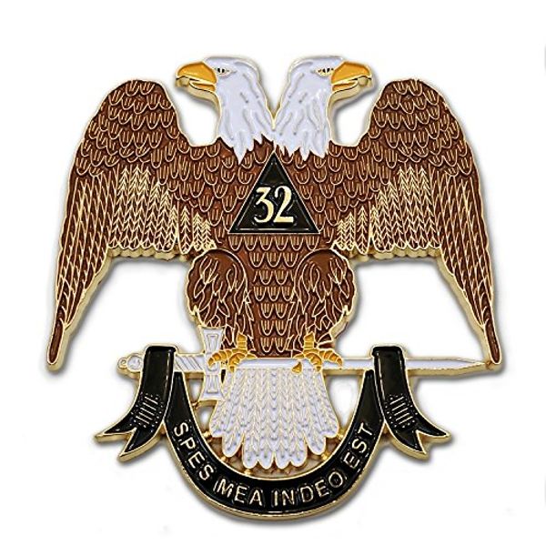32nd Degree Scottish Rite Masonic Auto Emblem - [Brown & White][3'' Tall]