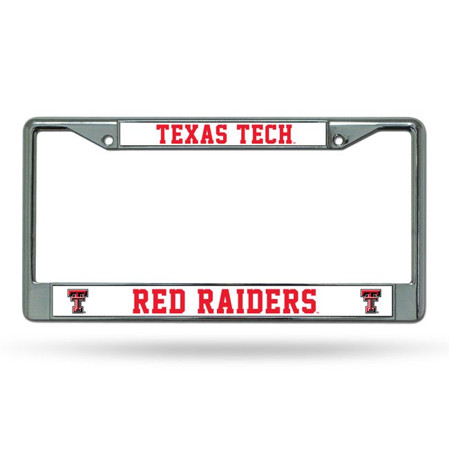 NCAA Rico Industries Standard Chrome License Plate Frame, Texas Tech Red Raiders , 6 x 12.25-inches