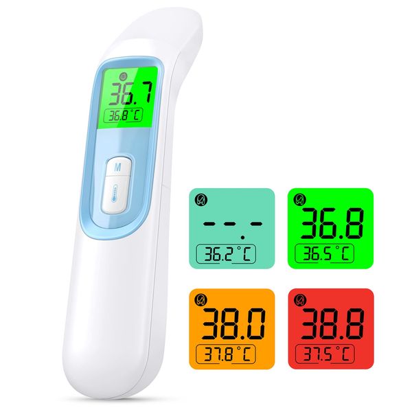 Ear Forehead Thermometer for Adult, KKmier No Contact Digital Thermometer, 4 in 1 Infrared Temperature Checker for Adults Baby Kids, with Fever Alarm, Instant Reading, Memory Function