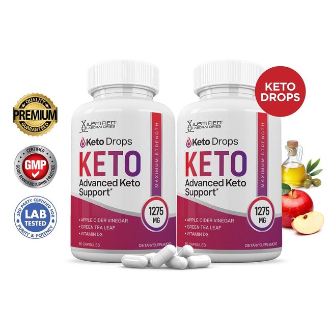 Keto Drops Keto ACV Pills 1275 MG Stronger Than Gummies Keto Support 2 Bottle