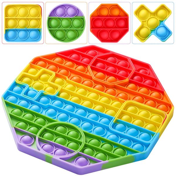 Treycer Pop Fidget Toy Its Shape Matching, Montessori Toys for Toddlers, Fidget Toys for Kids 3-4-5-6-7-8-12, ADHD and Special Needs, Stress Relief Toy, Includes Rainbow Silicone Wristband