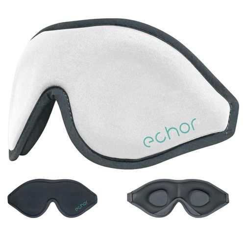 Echor Sleep Mask Total Blackout 3D Padded Foam Comfortable Premium Soft Eye Mask with Adjustable Elastic Strap and Nose Pad for Sleep and Travel (White)