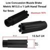 13.5x1 Left Hand Thread Tanker Muzzle Brake For 9mm Anodized Black Color