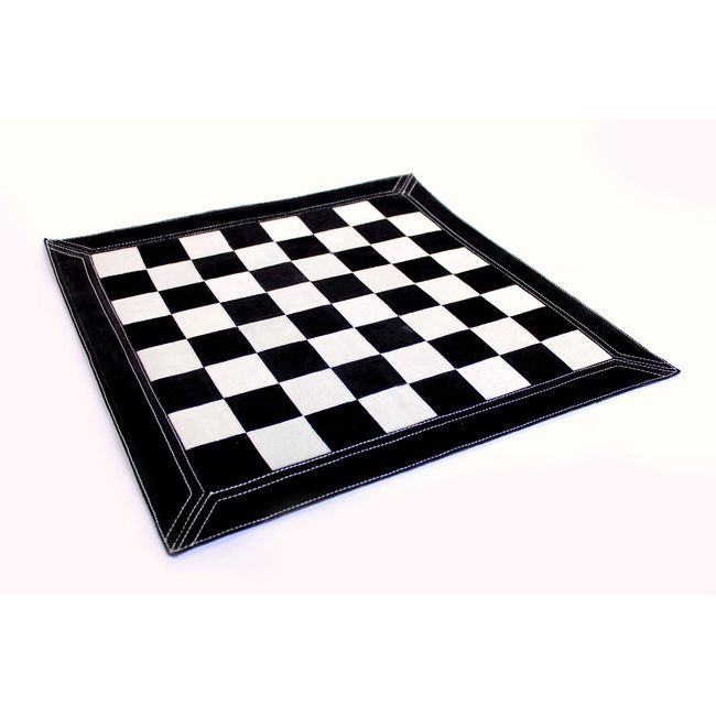 Stonkraft - 19" x 19" - Genuine Suede Leather Chess Board - Black | Roll-up Chess | Tournament Chess