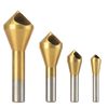 OCGIG 4 Pcs Titanium Coated Countersink Chamfer Tool Deburring Tool Set Metal Wood Drill Bits Set