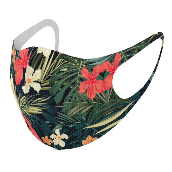 Sumacore 012070 Design Mask, 2-Piece Set, Polyester, Washable, Cloth Mask, Unisex, Hibiscus, Flowers, Plants