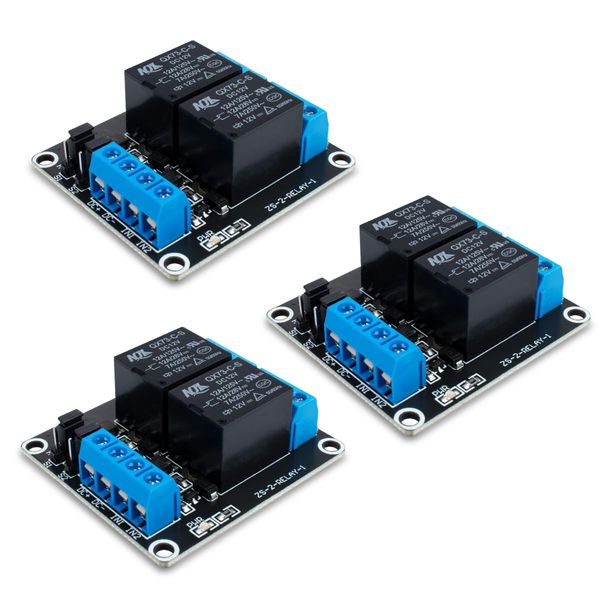 Innfeeltech 3pcs DC 12V Relay Module 2 Channel Relay with Optocoupler High or Low Level Trigger Expansion Board