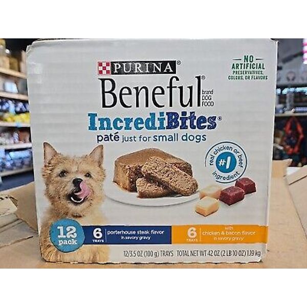 12-Pack Beneful IncrediBites Wet Dog Food: Chicken & Bacon, Porterhouse Variety