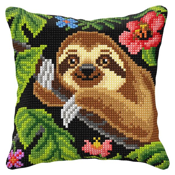 Orchidea Cross Stitch: Cushion Kit, Sloth, 40 x 40cm