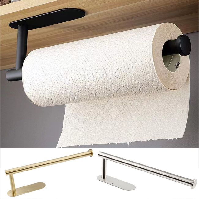 Paper Towel Holder Under Cabinet Wall Mount Stainless Steel Rack Kitchen