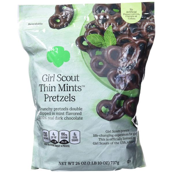 Girl Scout Thin Mints Pretzels 100% Real Dark Chocolate, 26 Oz